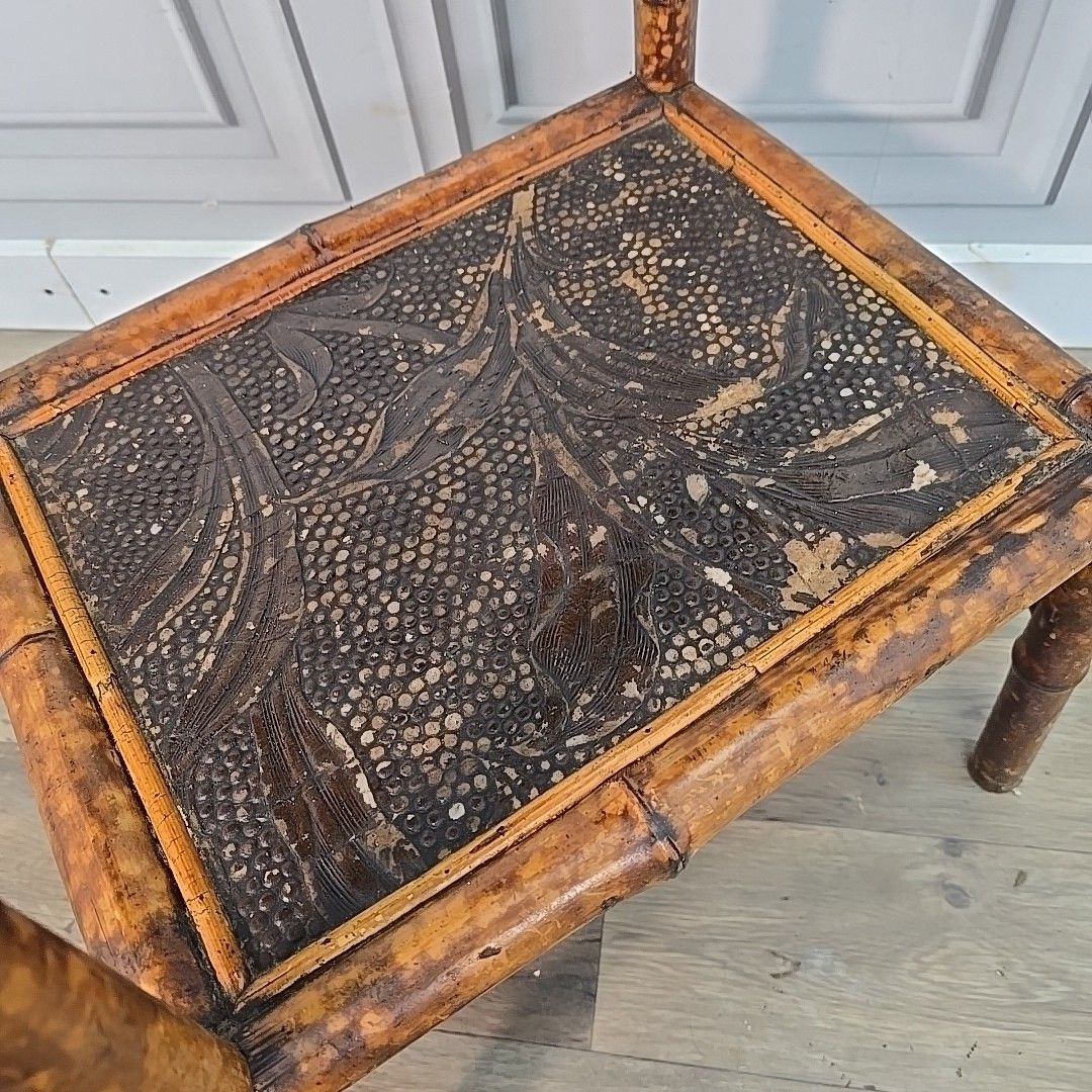 Antique Tiger Bamboo Table Occasional Aesthetic Japanned Victorian Painted photo buy