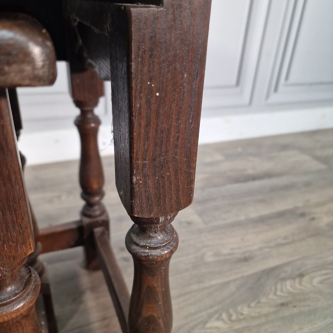 Vintage Nest Of Tables Solid Oak – Jaycee Furniture – Turned Wooden Retro photo vintage