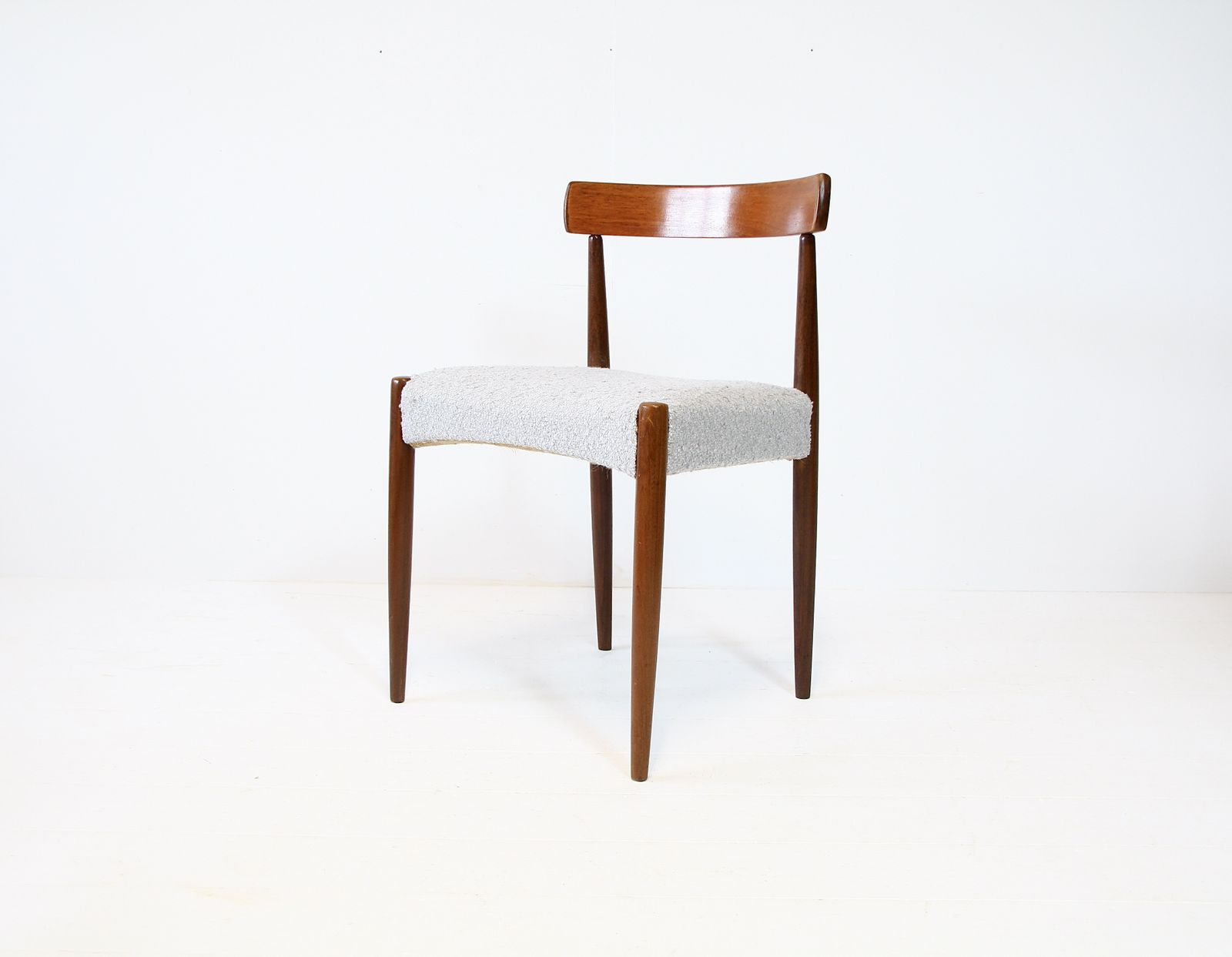 Vintage Desk Chair By Arne Hovmand Olsen   Teak & Boucle