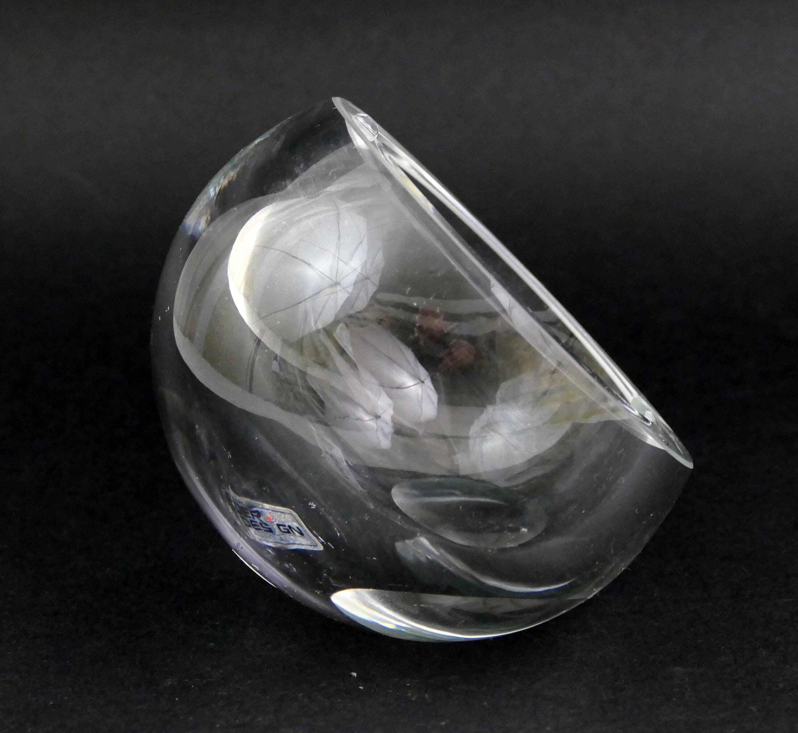 Vintage German Deru Design Clear Crystal Glass Spherical Y2k Ashtray, Round Ball Shaped Designer Piece Germany Year 2000 Minimalist Style photo 75.0