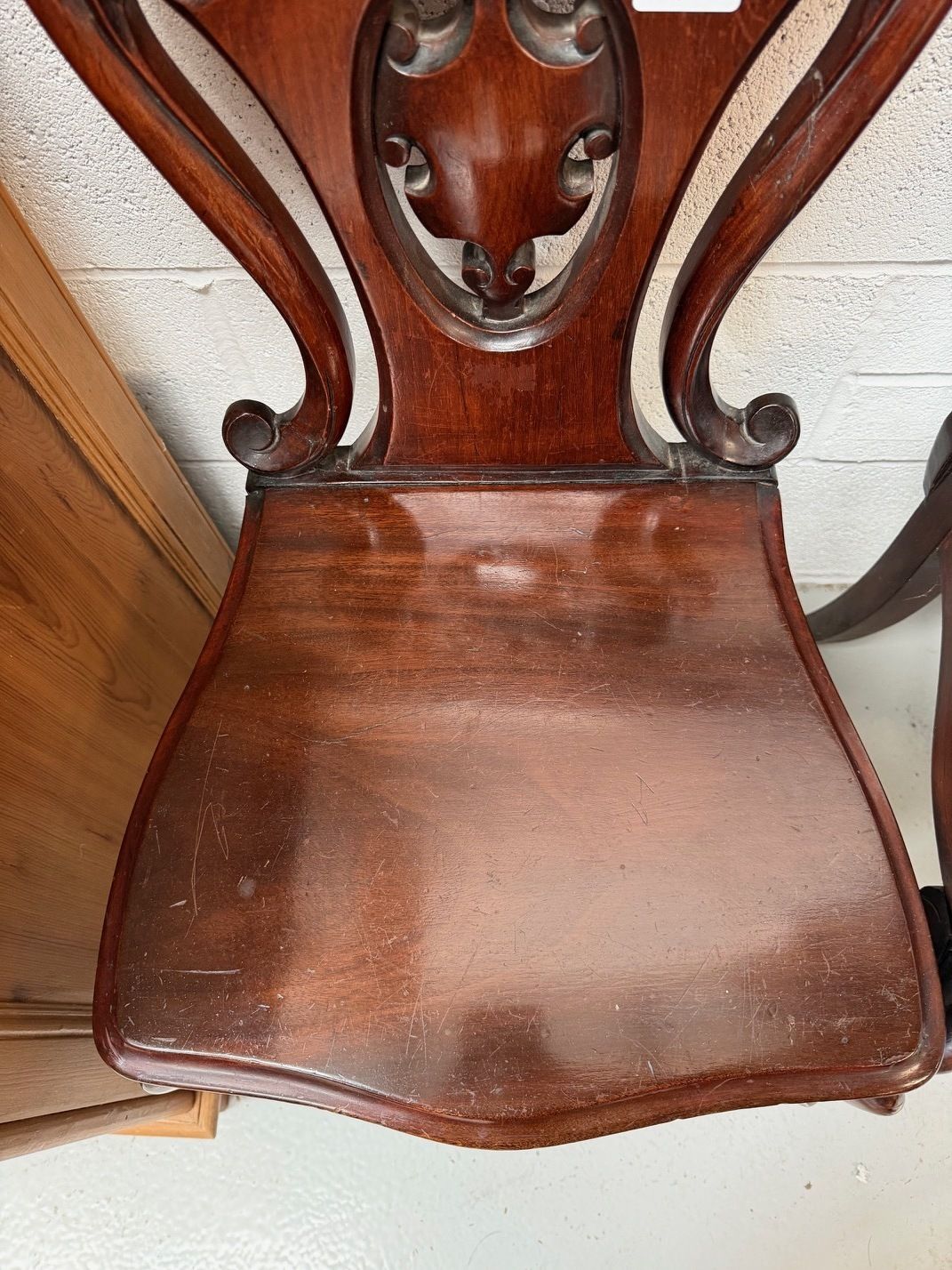 Pair Of Antique Mahogany Hall Chairs photo furniture