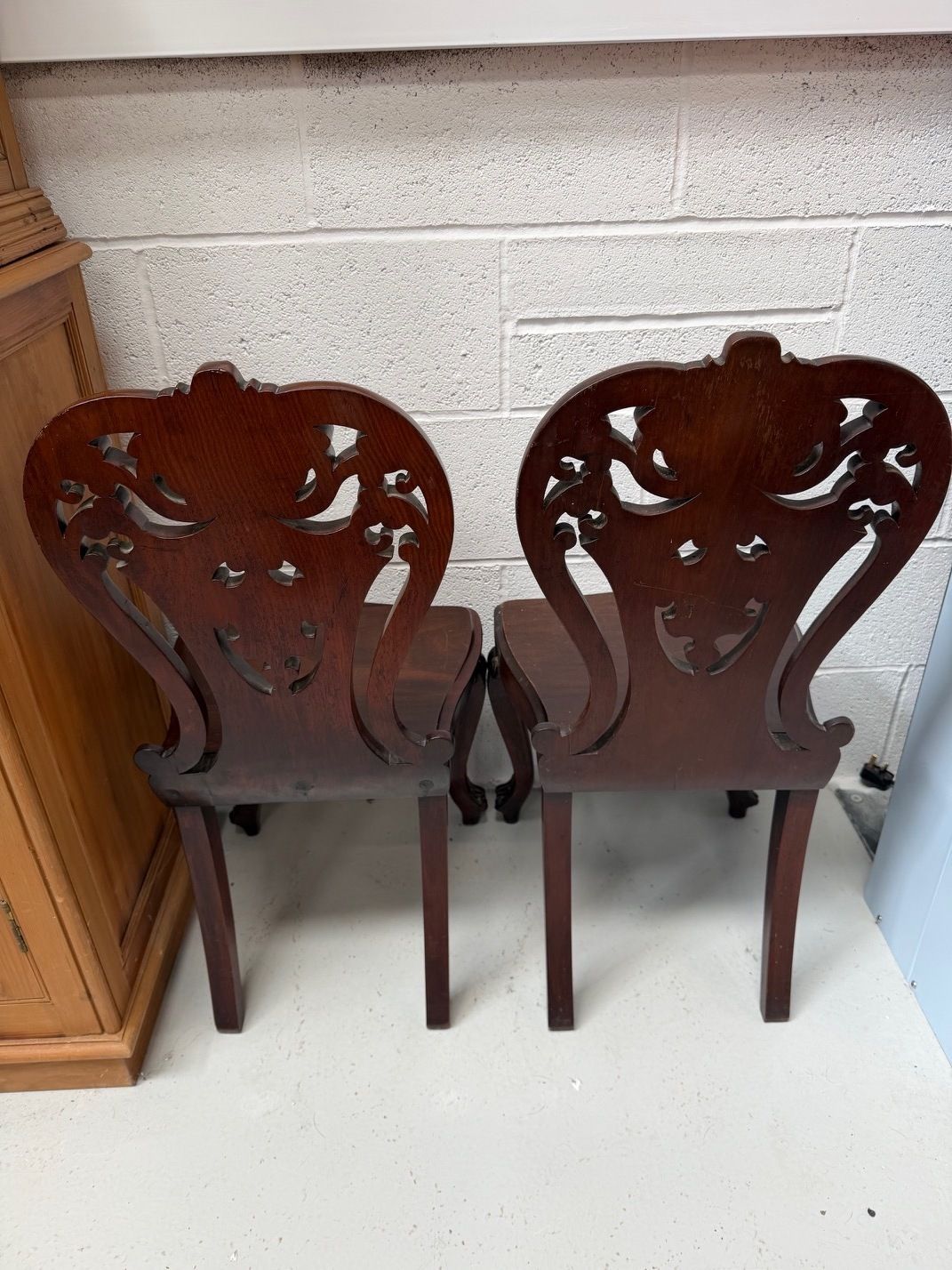 Pair Of Antique Mahogany Hall Chairs photo vinterior