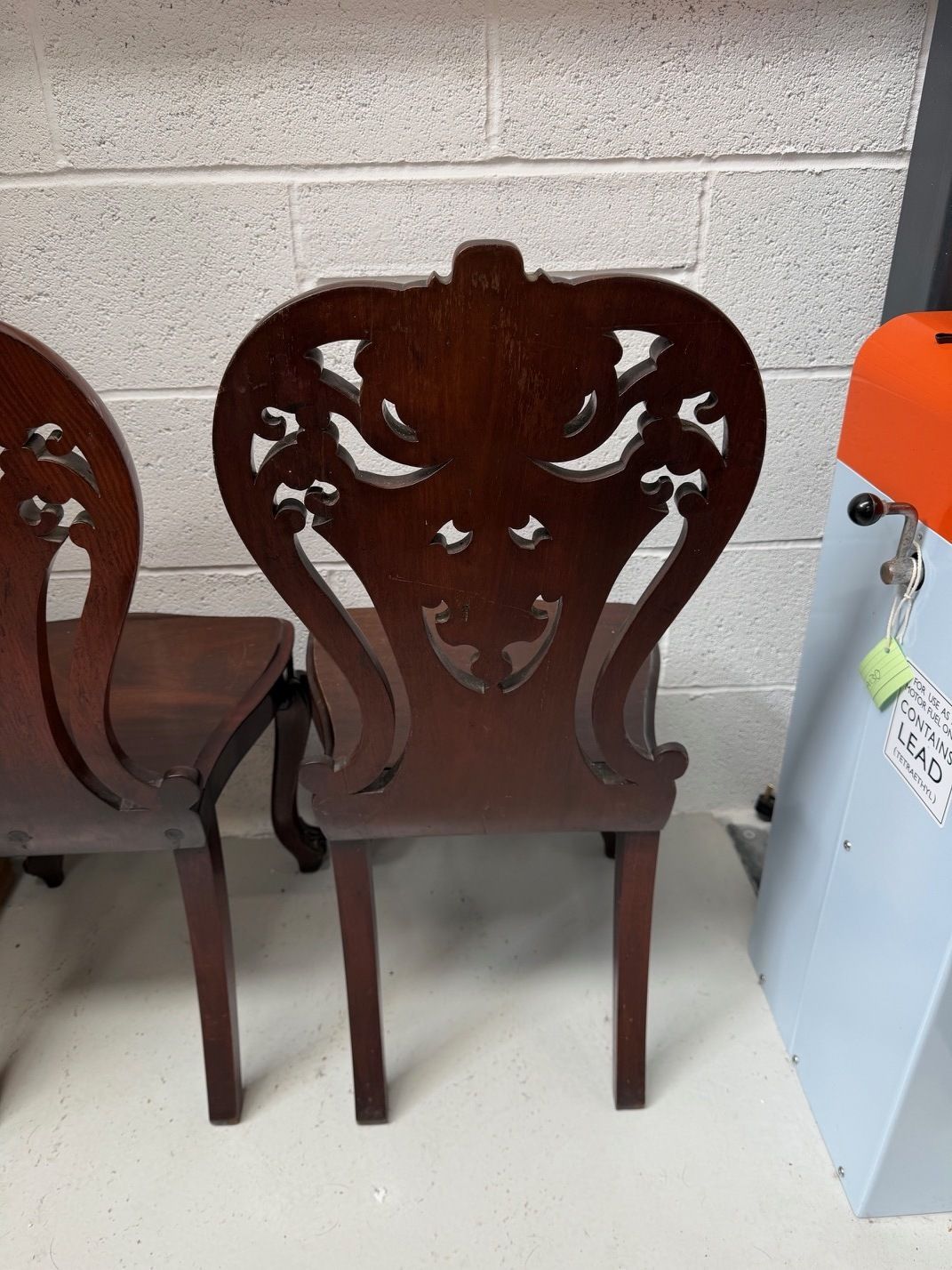Pair Of Antique Mahogany Hall Chairs photo vintage