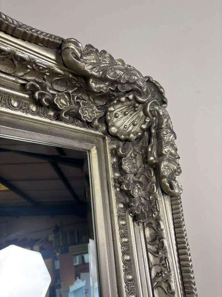 Large Gallery Reproduction Rectangular Bevel Edged Lean Mirror photo vintage