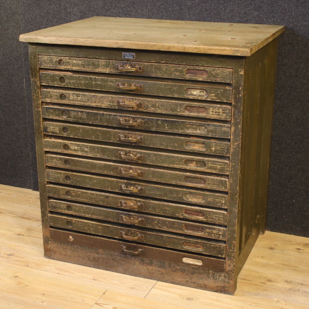 20th Century Woodcut Workshop Chest Of Drawers In Lacquered Wood photo 4150.0