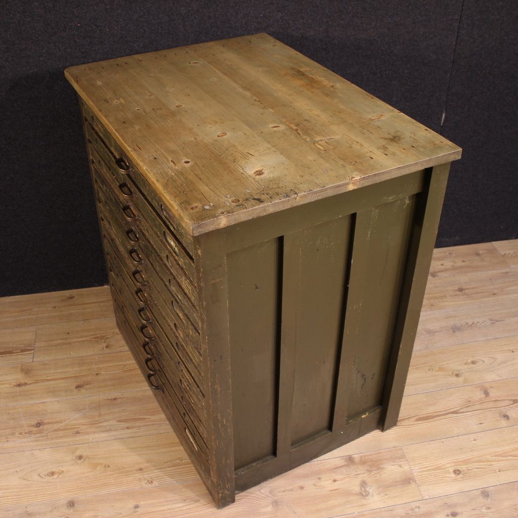 4150.0 20th Century Woodcut Workshop Chest Of Drawers In Lacquered Wood photo