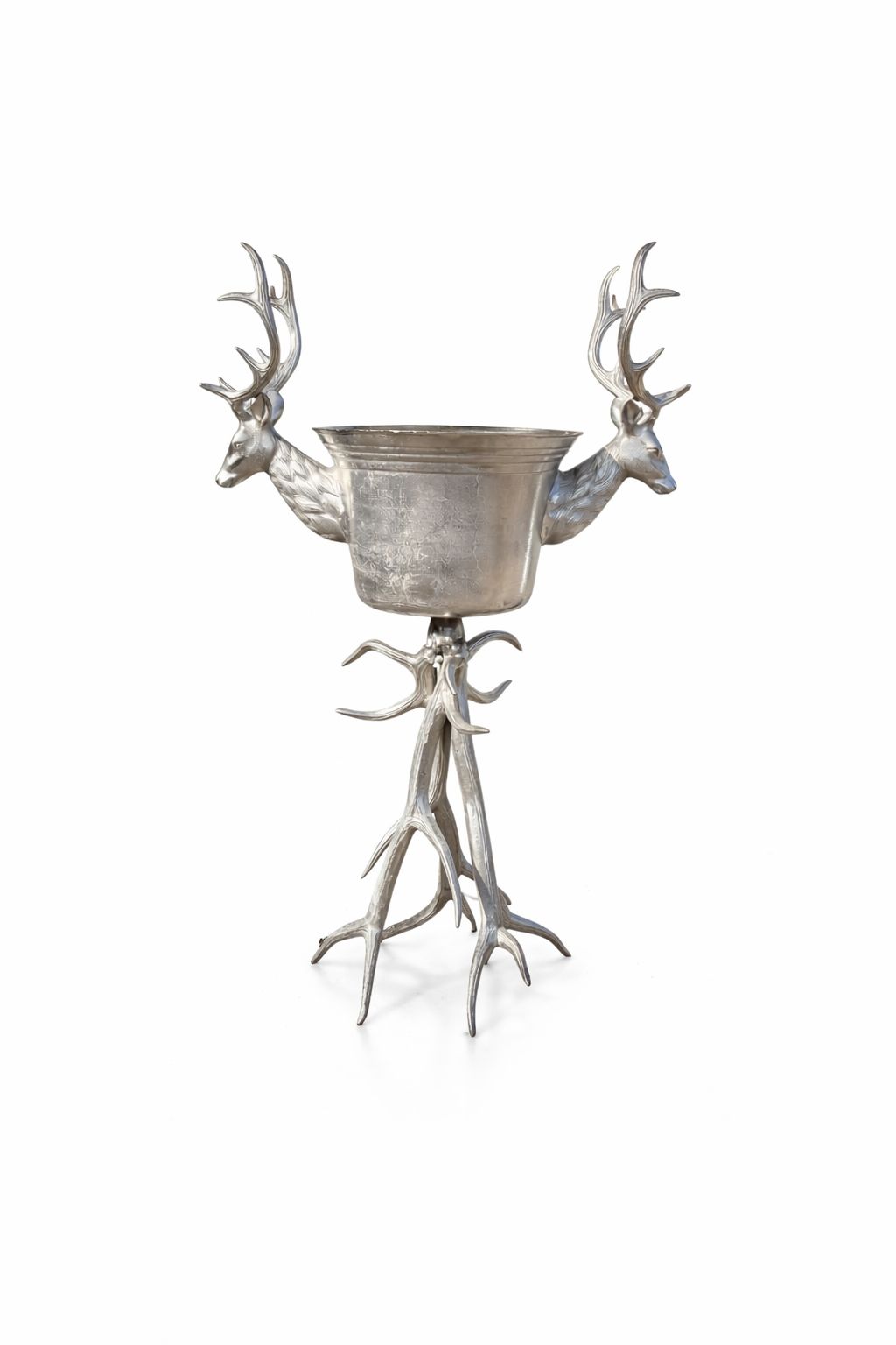 Large Stag Head Aluminium Planter / Wine Cooler Stand   Rustic Country House Statement Piece