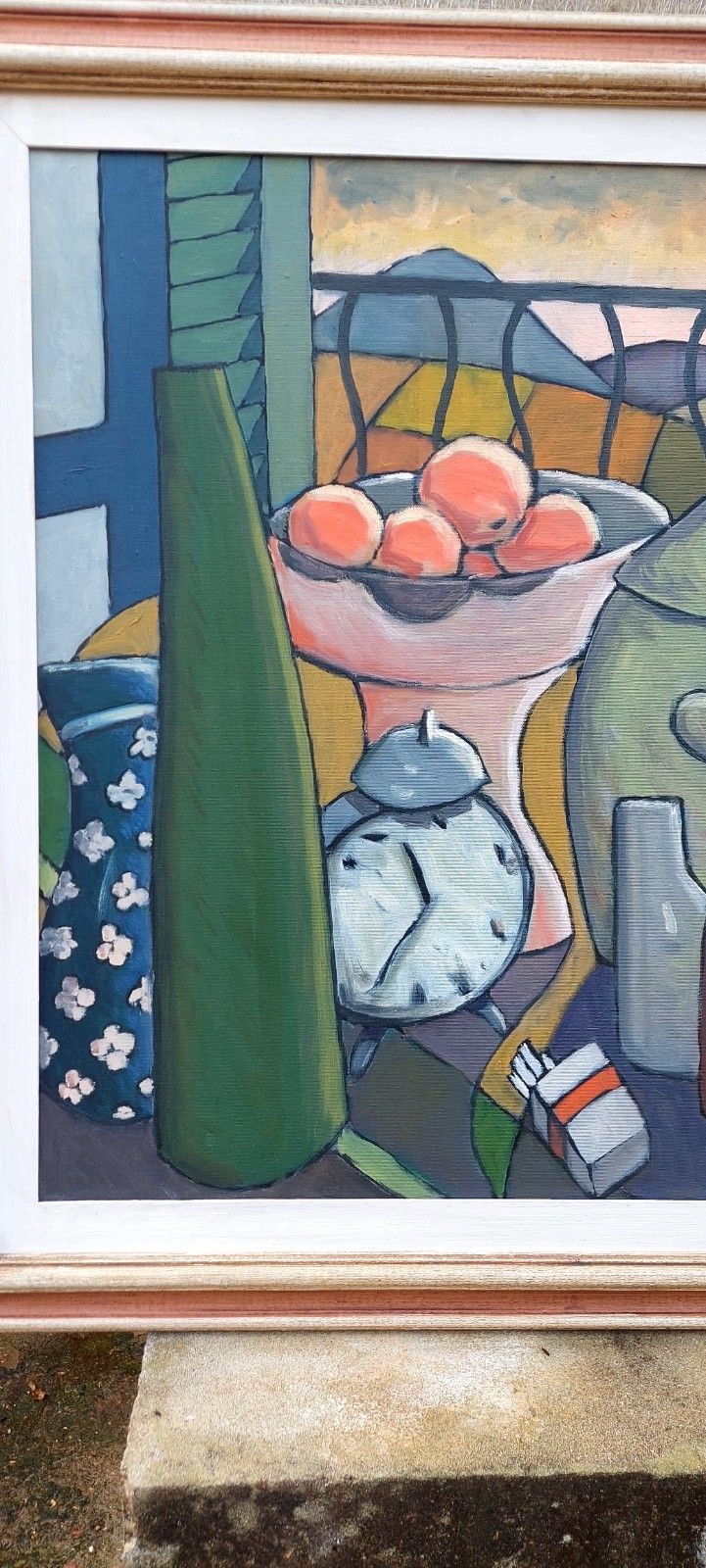 Oil Painting On Canvas Still Life With Alarm Clock "Franco Prayer (1924) 80x70 Cm photo furniture