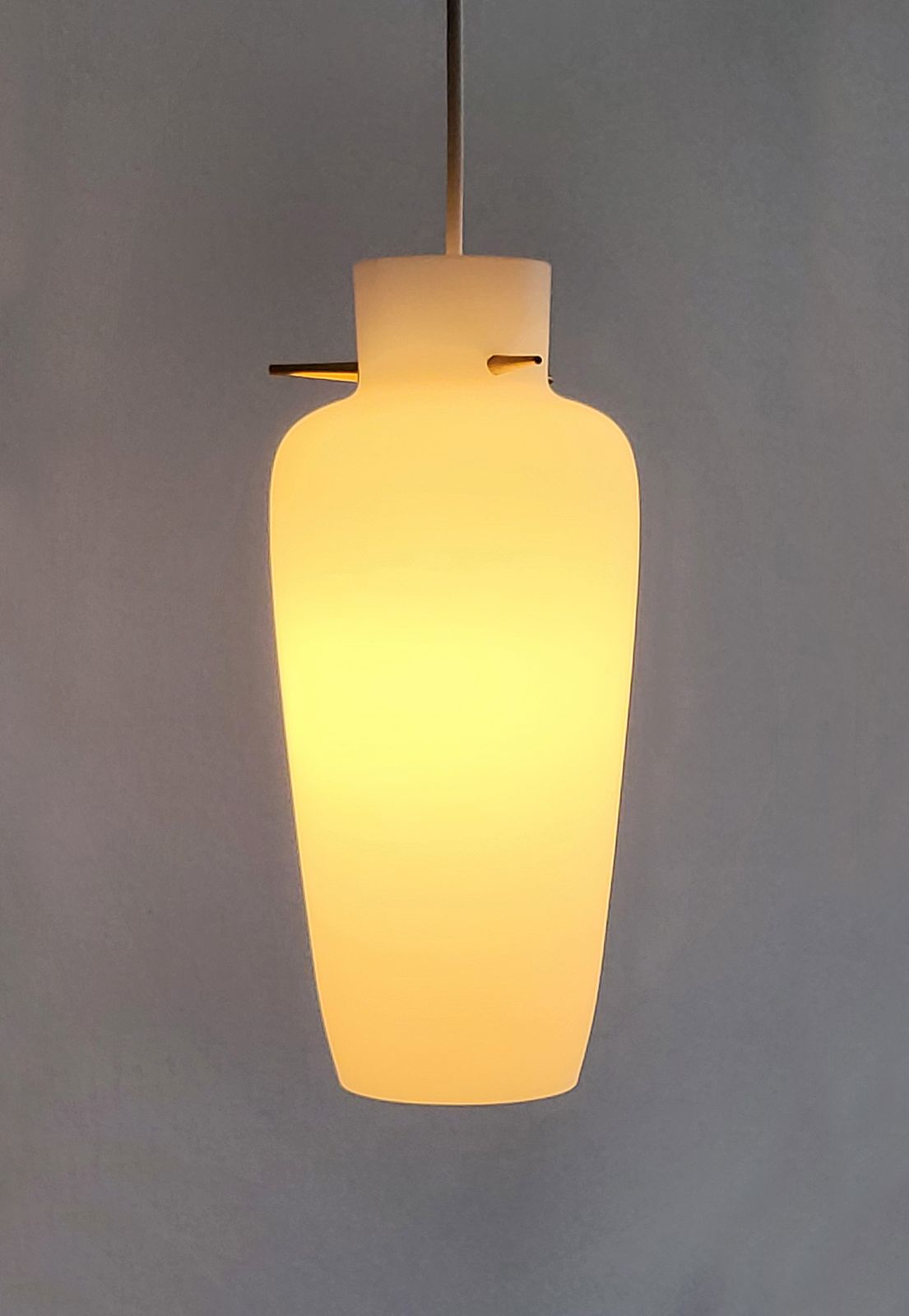 Mid Century Italian Glass & Brass Pendant, 1950s
