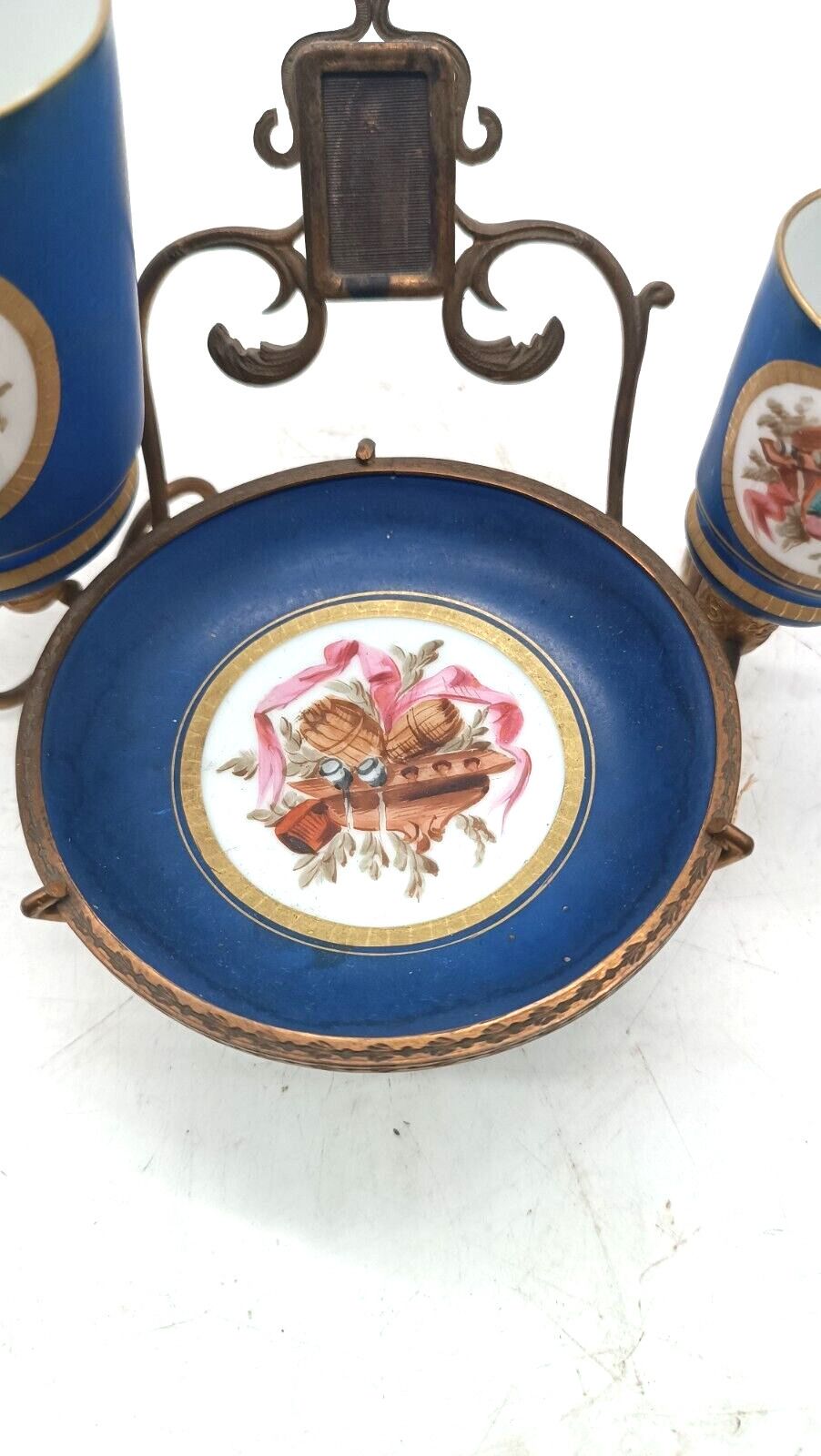 Antique Porcelain Cup Mug Plate Gilded Bronze Paris 19th Century photo for sale