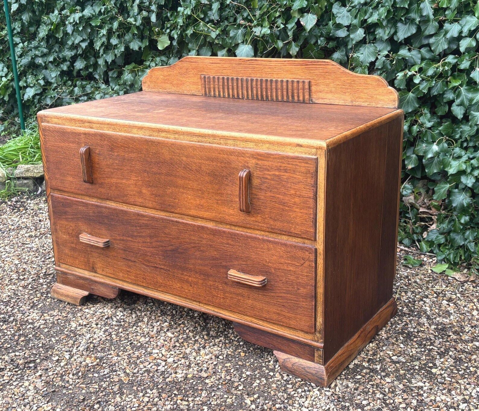 Vintage Lawrencia Art Deco Oak Low Chest Of Drawers C.1930s photo Furniture