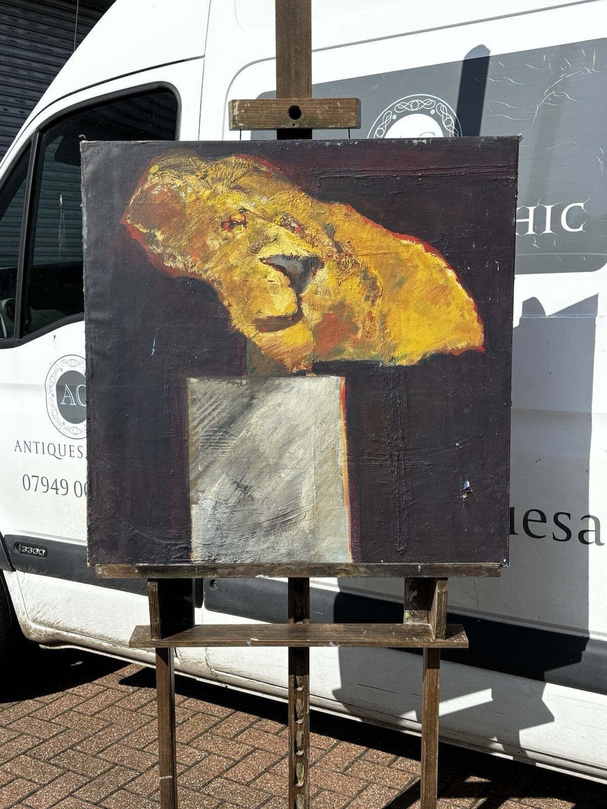 Original Lion Oil On Canvas By John W Mills photo for sale
