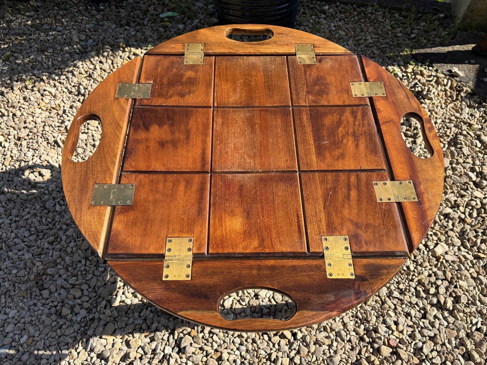 photo furniture Good Quality Mahogany Butler's Table/ Tray / Brass Hinges Detachable Tray