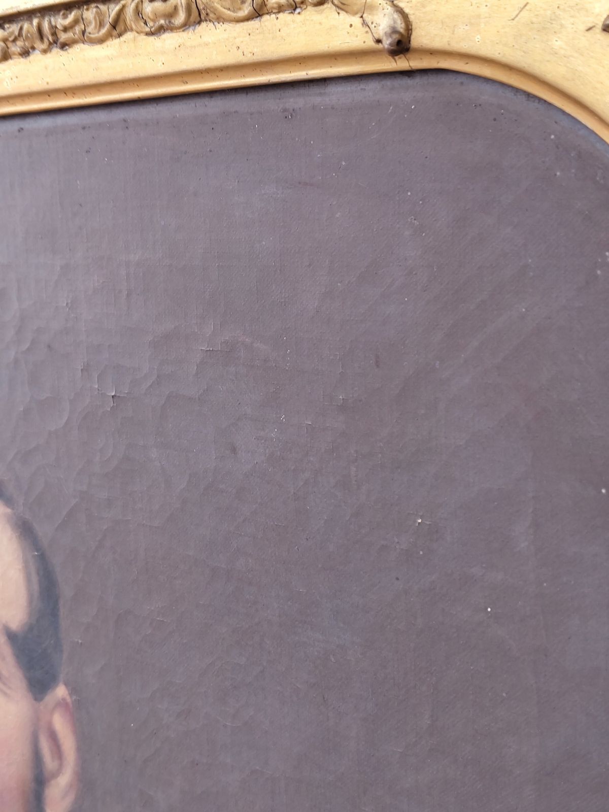 Large Antique Victorian Oil Portrait On Canvas Of A Gentleman In Gesso Frame photo buy