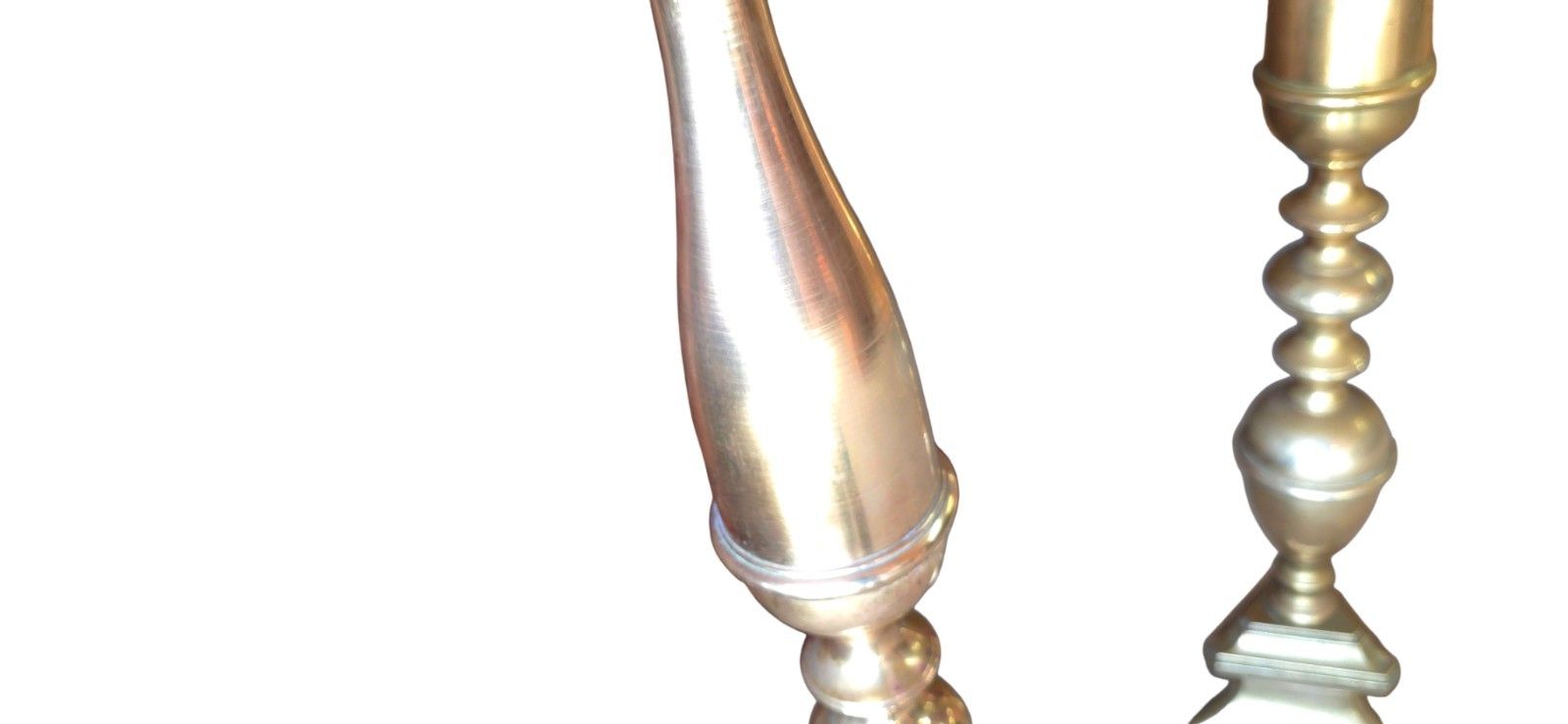 ​Pair Huge 42" Antique Brass Floor Candlesticks Tall Church Altar Pricket Stands photo for sale