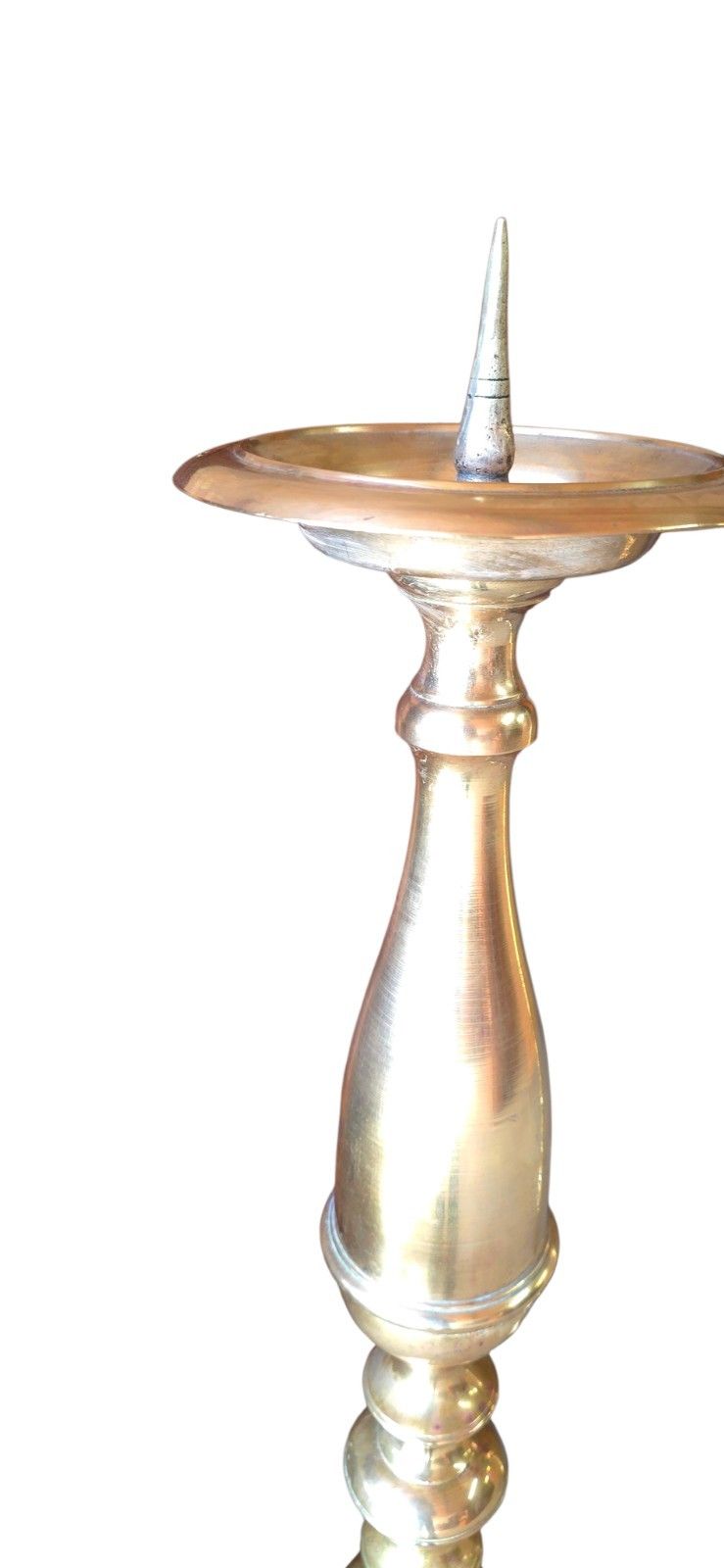 ​Pair Huge 42" Antique Brass Floor Candlesticks Tall Church Altar Pricket Stands photo vinterior