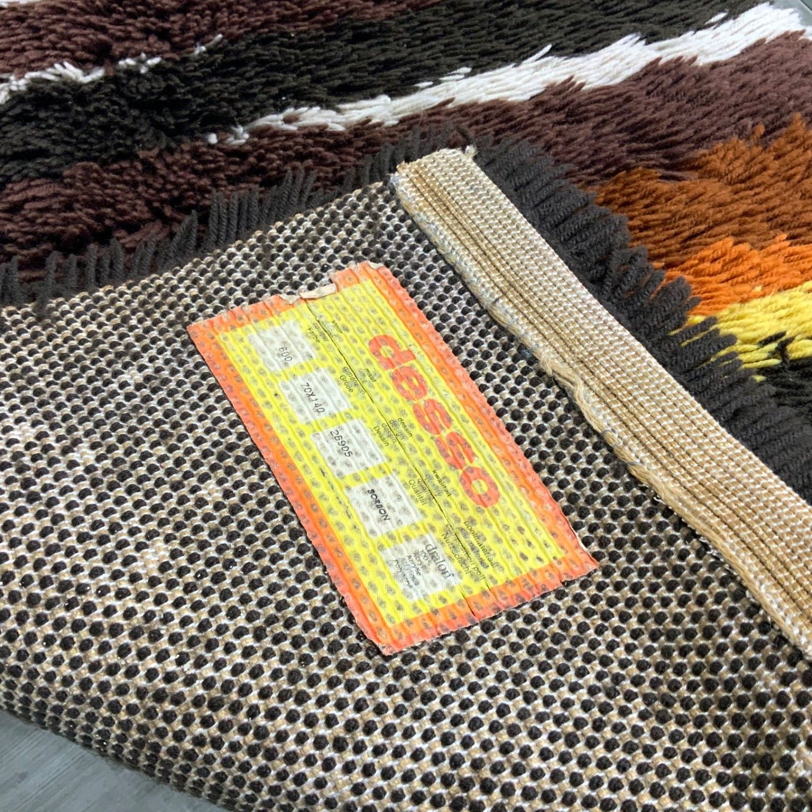 Desso Rug Shag Dralon Wool 60s 70s Vintage Mid Century 70cmx 140cm photo vintage