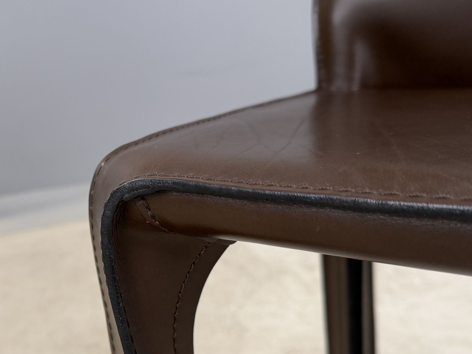 11995.0 Mario Bellini Cab 412 Chairs For Cassina – Vintage Italian Saddle Brown Leather Dining Chairs – Set Of  12 Twelve Dining Chairs photo