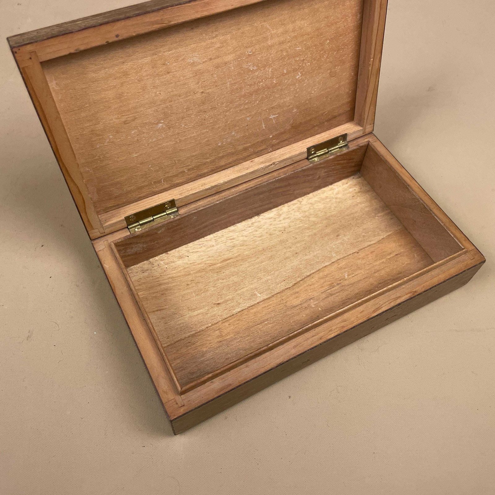 photo buy Wooden Rectangle Marquetry Inlay Box Trinket Jewellery Lidded Top Lid Patterned Pattern Handmade Table Top Wood Detailed Ornate Pattern