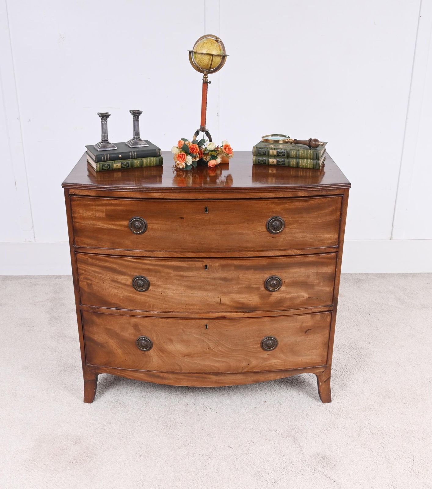 Georgian Mahogany Chest Drawers Bow Front 1820