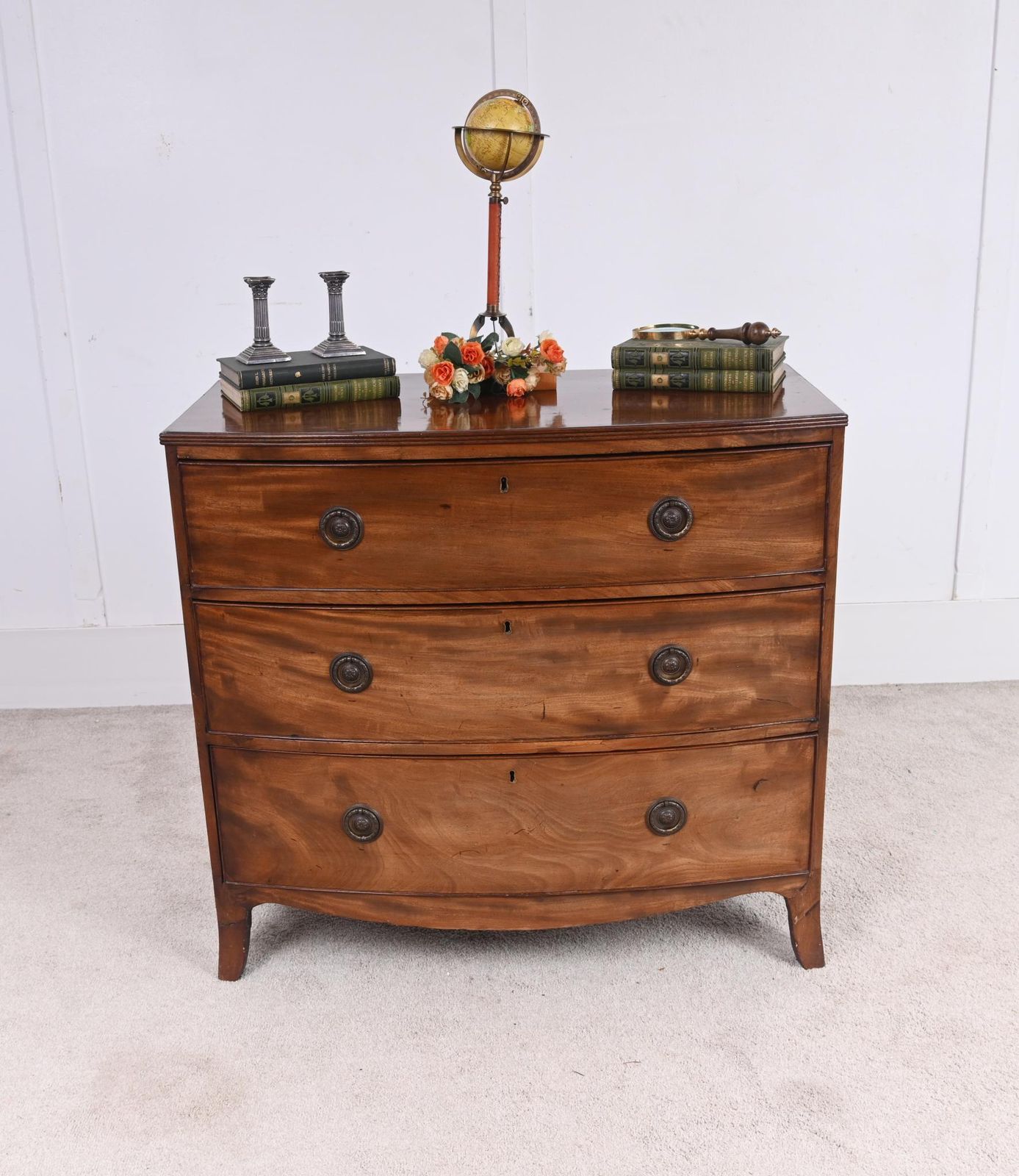 Georgian Mahogany Chest Drawers Bow Front 1820 photo furniture