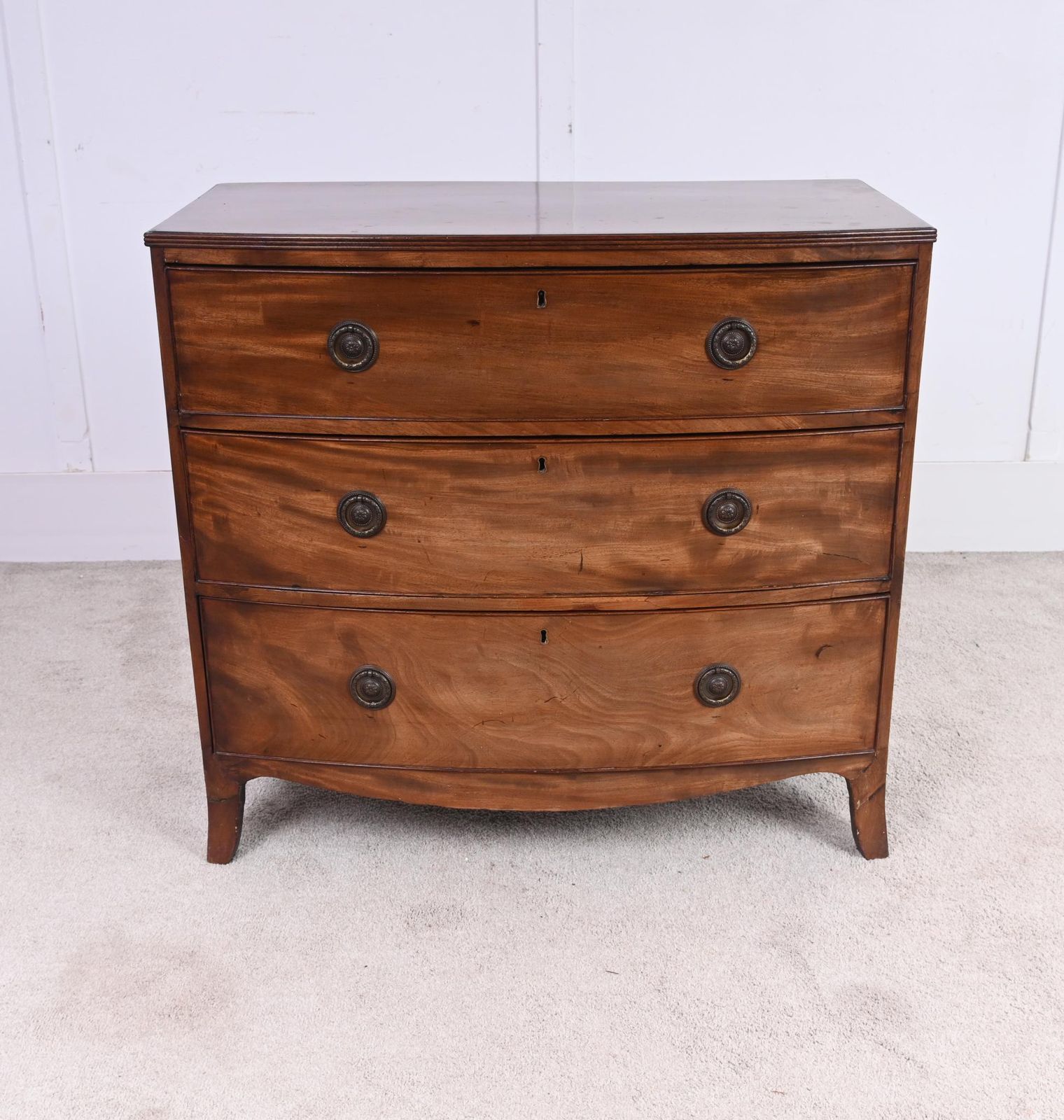 Georgian Mahogany Chest Drawers Bow Front 1820 photo Furniture