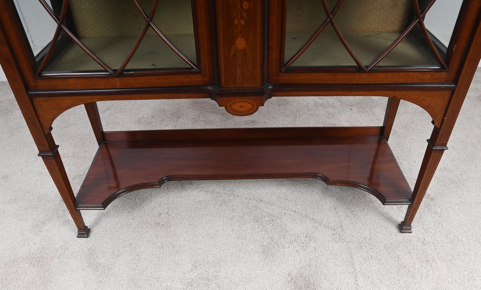 Edwardian Inlaid Mahogany Display Cabinet Glazed Doors Sheraton Revival photo for sale