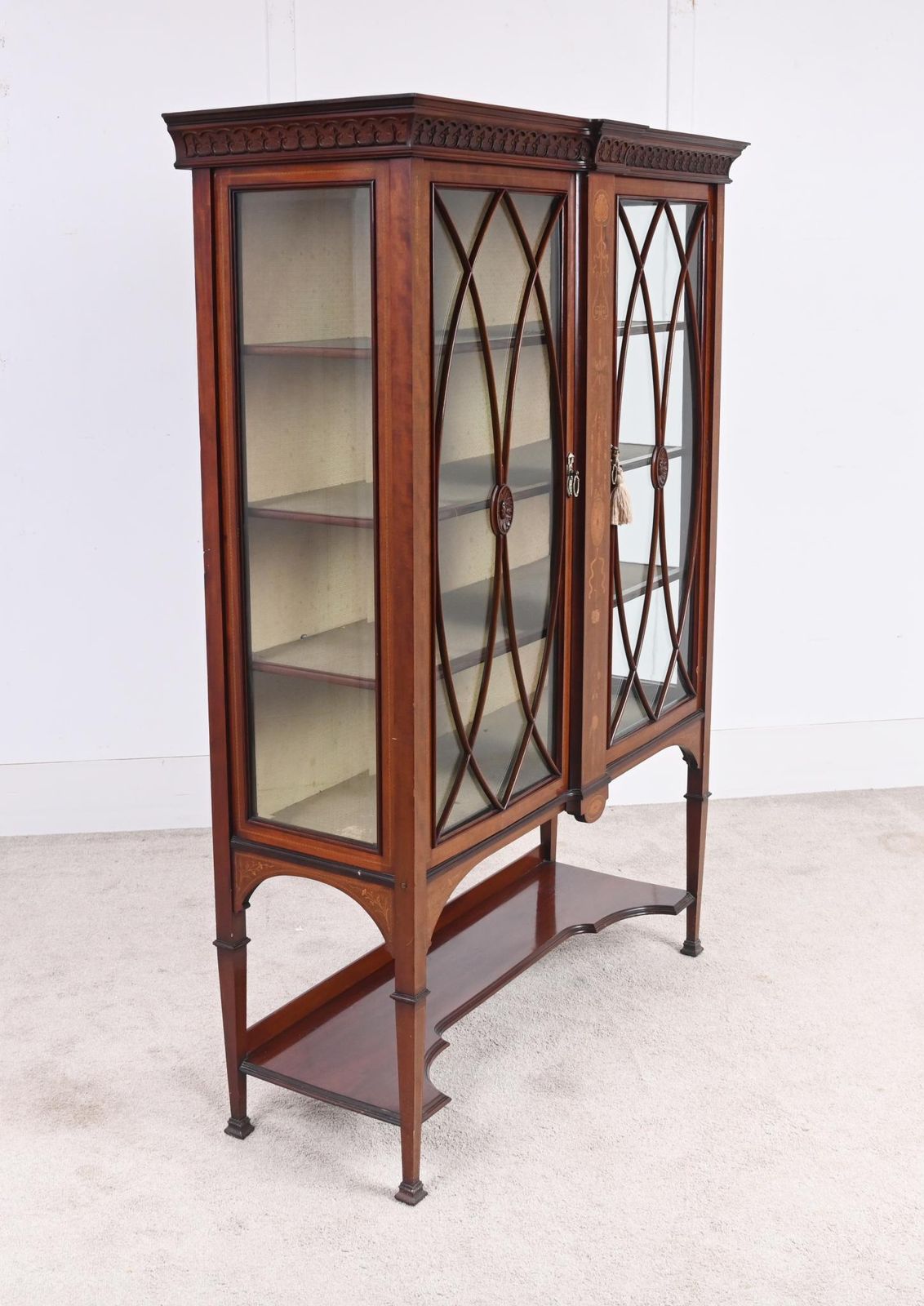 Edwardian Inlaid Mahogany Display Cabinet Glazed Doors Sheraton Revival photo 1200.0
