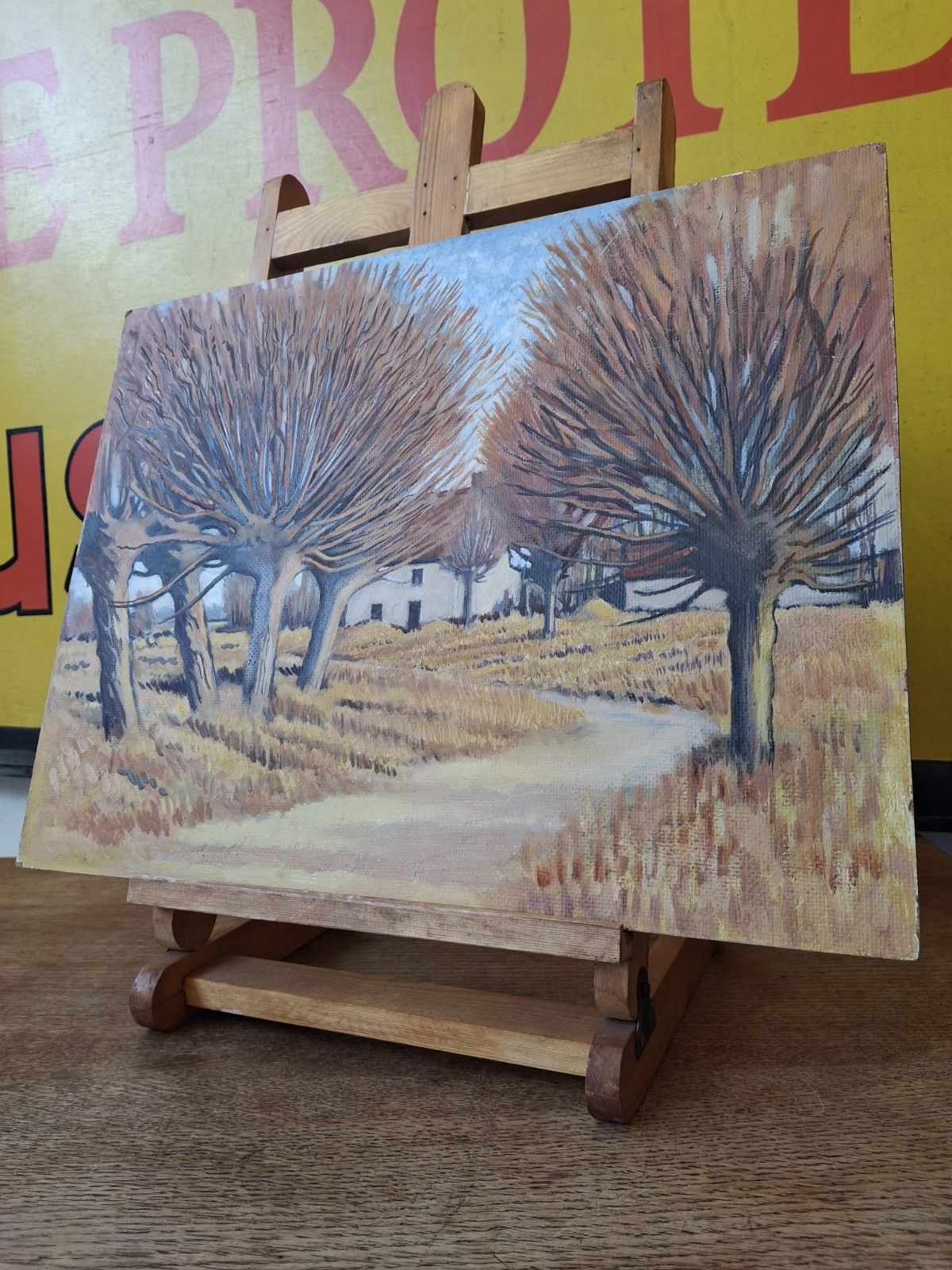 Early 20th Century French Oil On Board Impressionist Landscape Painting photo furniture