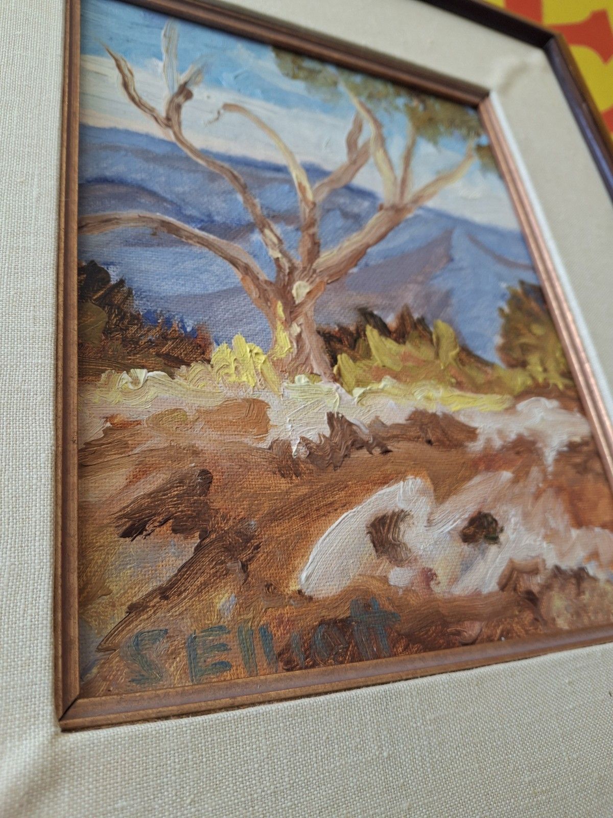 Mid 20th Century Framed Oil On Board Impressionist Landscape Painting photo for sale