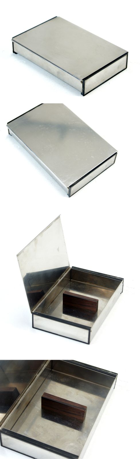 Retro Vintage Danish Stainless Steel Jewellery Cigarette Box 1960s 70s Rosewood photo furniture