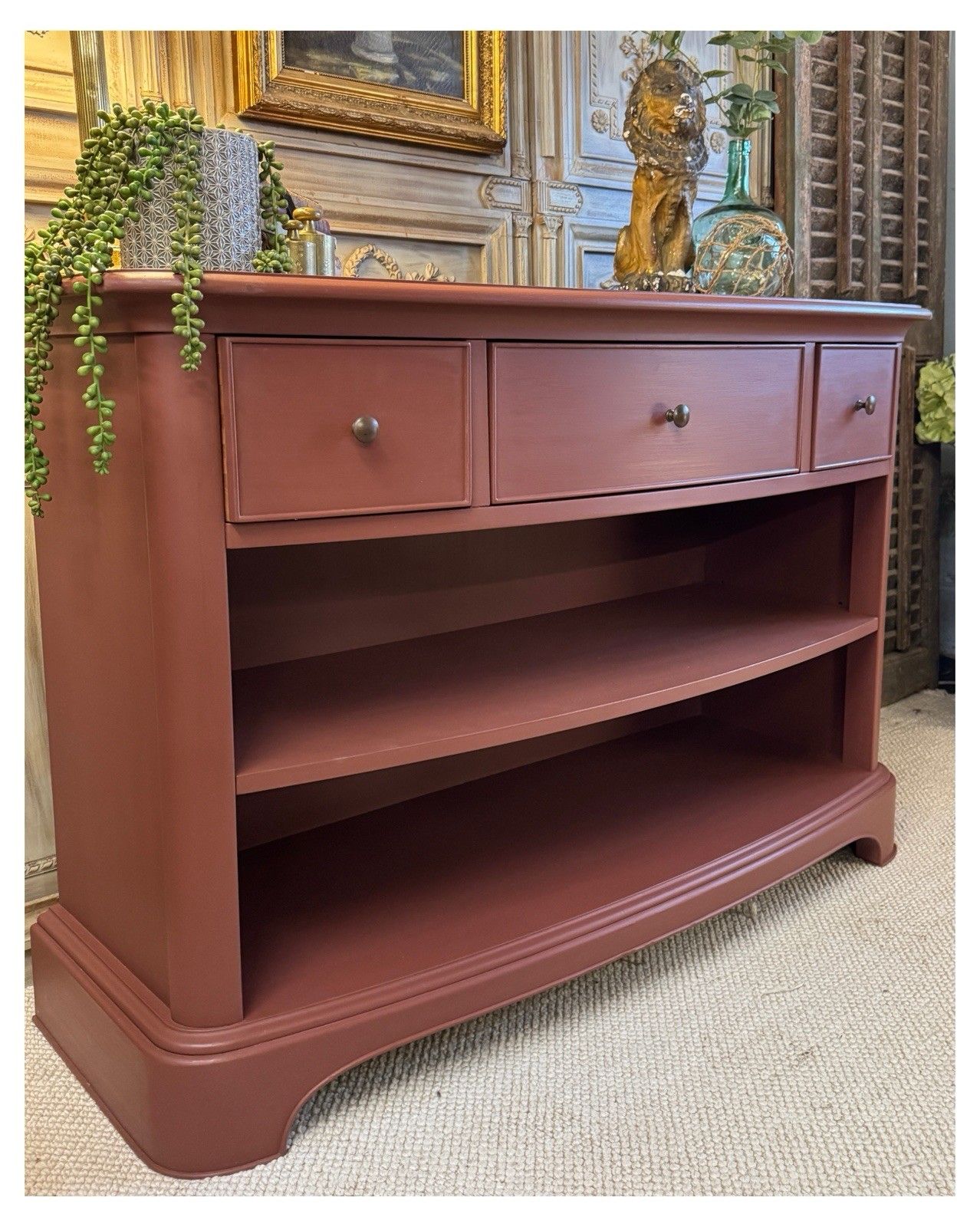 Hall Console Or Bookshelf With Drawers In Etruscan Red By Farrow And Ball photo Furniture