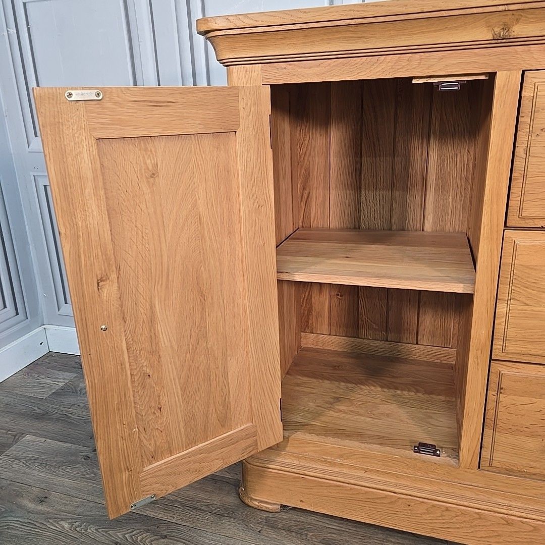 290.0 Rustic Storage Cabinet Solid Wood Oak Furniture Land Cupboard & 3 Drawers photo