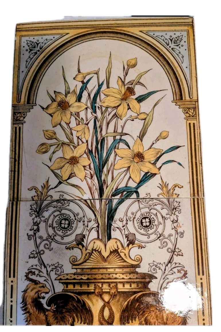Daffodils & Beasts Tiles Late Victorian / Aesthetic Movement (Circa 1880–1890) photo for sale