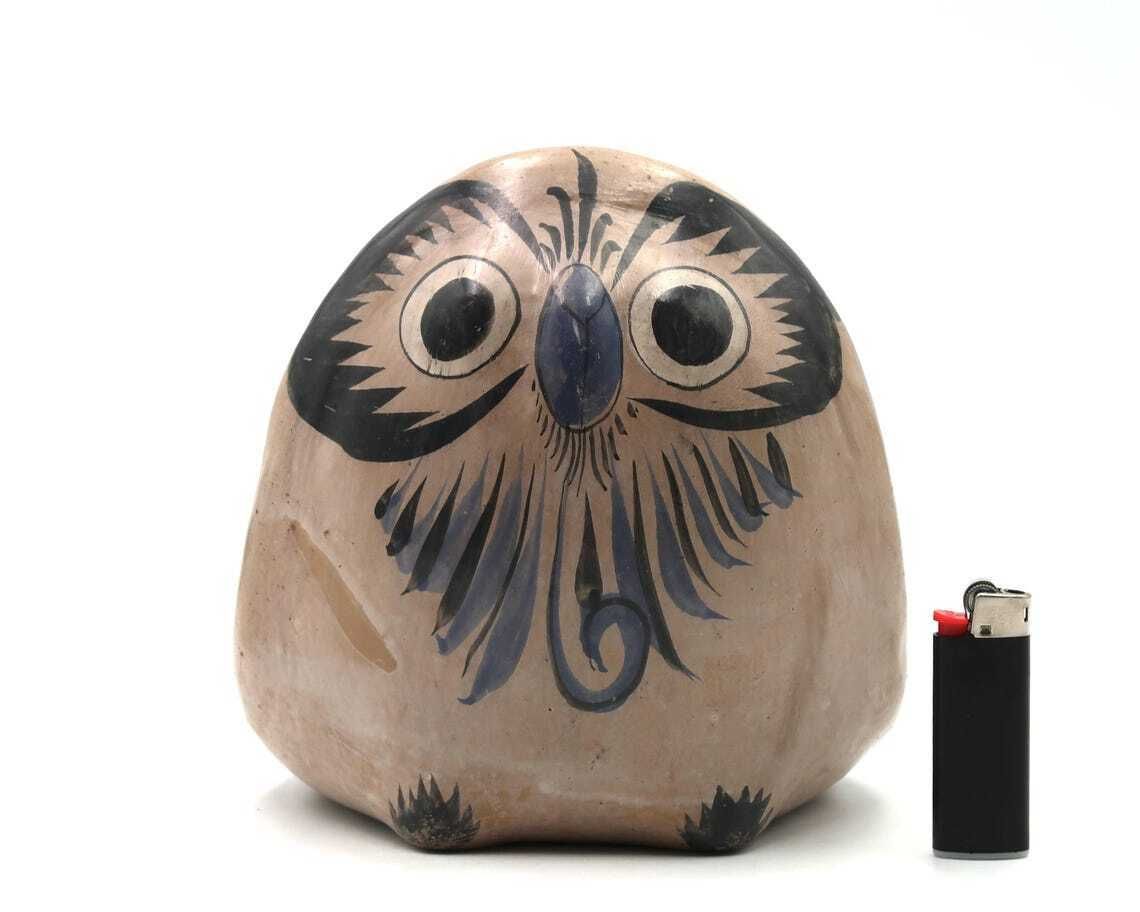 Mexican Terracotta Ceramic Owl Sculpture Floral Decor Mexico 1970s / Home Decor Art Boho Chic Mexico Pottery Folk Terracotta photo furniture