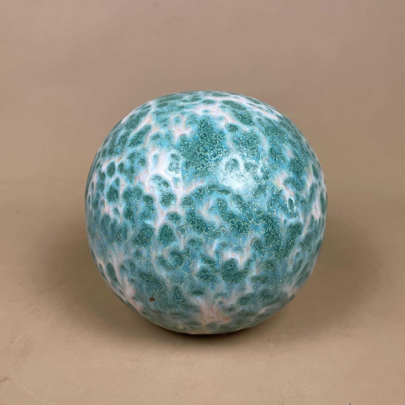 Vintage Ceramic Ball Glazed Decorative Round Ball Display Ornament Abstract Blue White Glaze Statue Sculpture Circle photo for sale