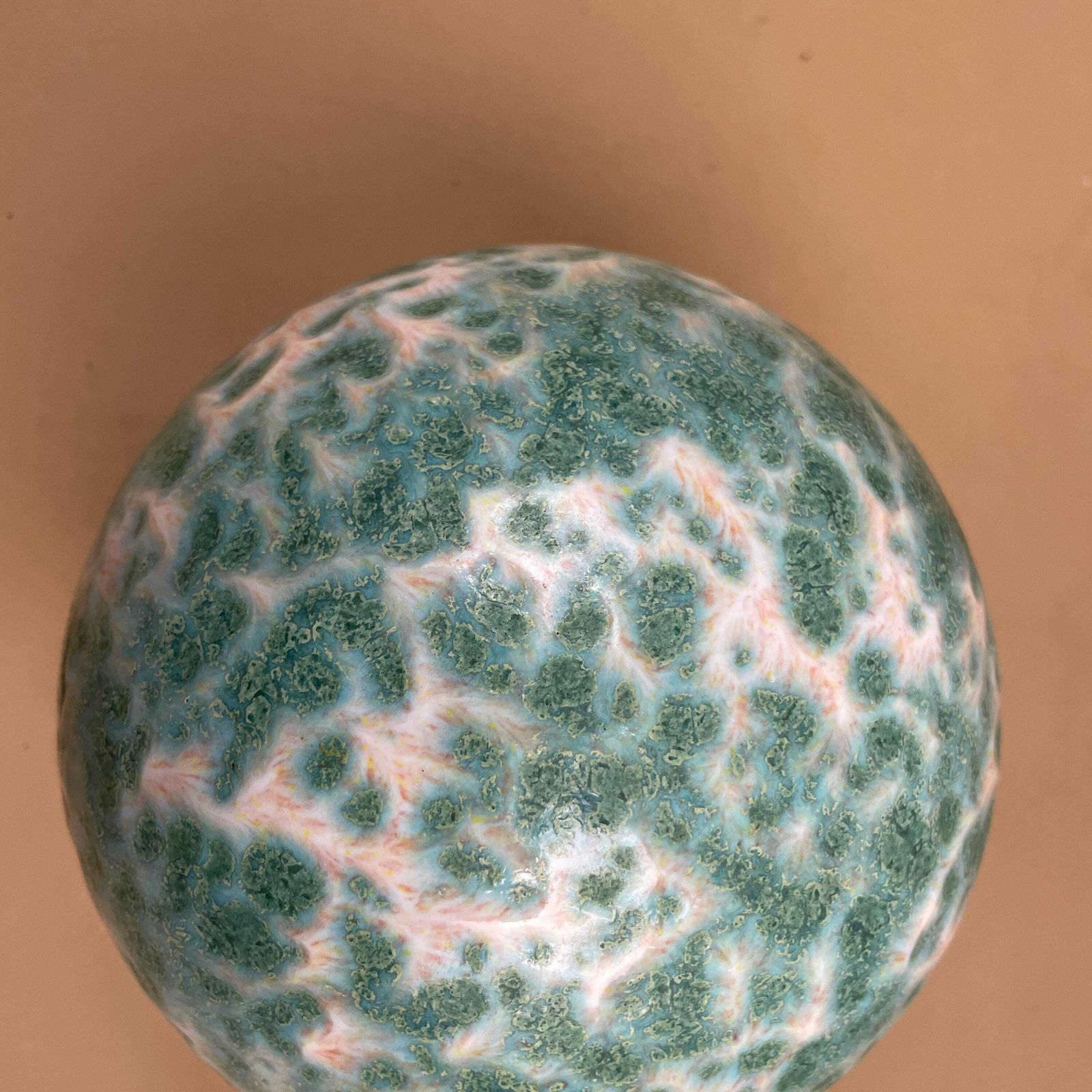 Vintage Ceramic Ball Glazed Decorative Round Ball Display Ornament Abstract Blue White Glaze Statue Sculpture Circle photo vinterior