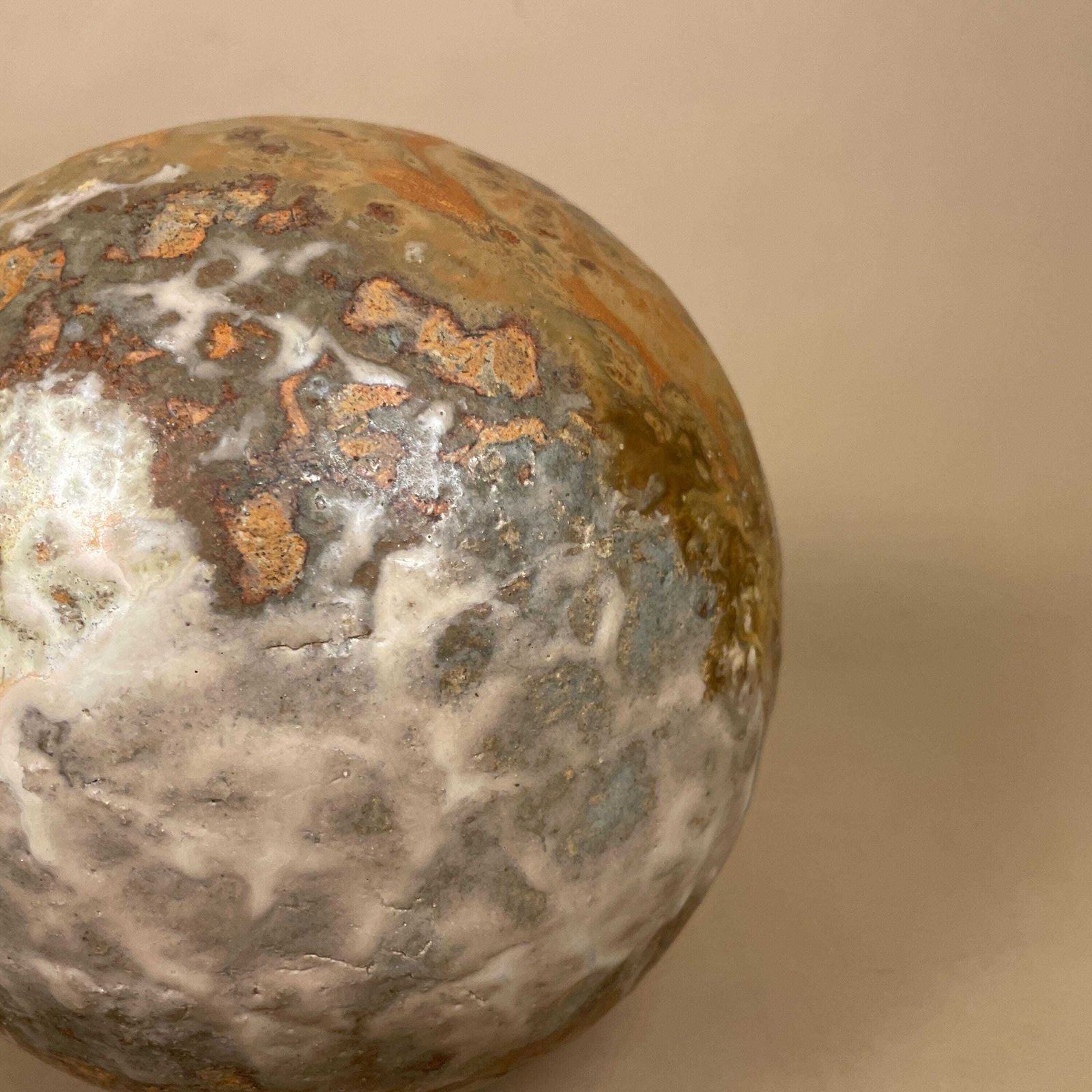 Vintage Ceramic Ball Glazed Decorative Round Ball Display Ornament Abstract Brown Beige Glaze Statue Sculpture Circle Moon photo vintage