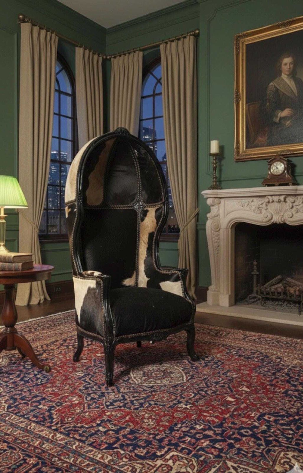 Continental Carved Cowhide Porters Chair.