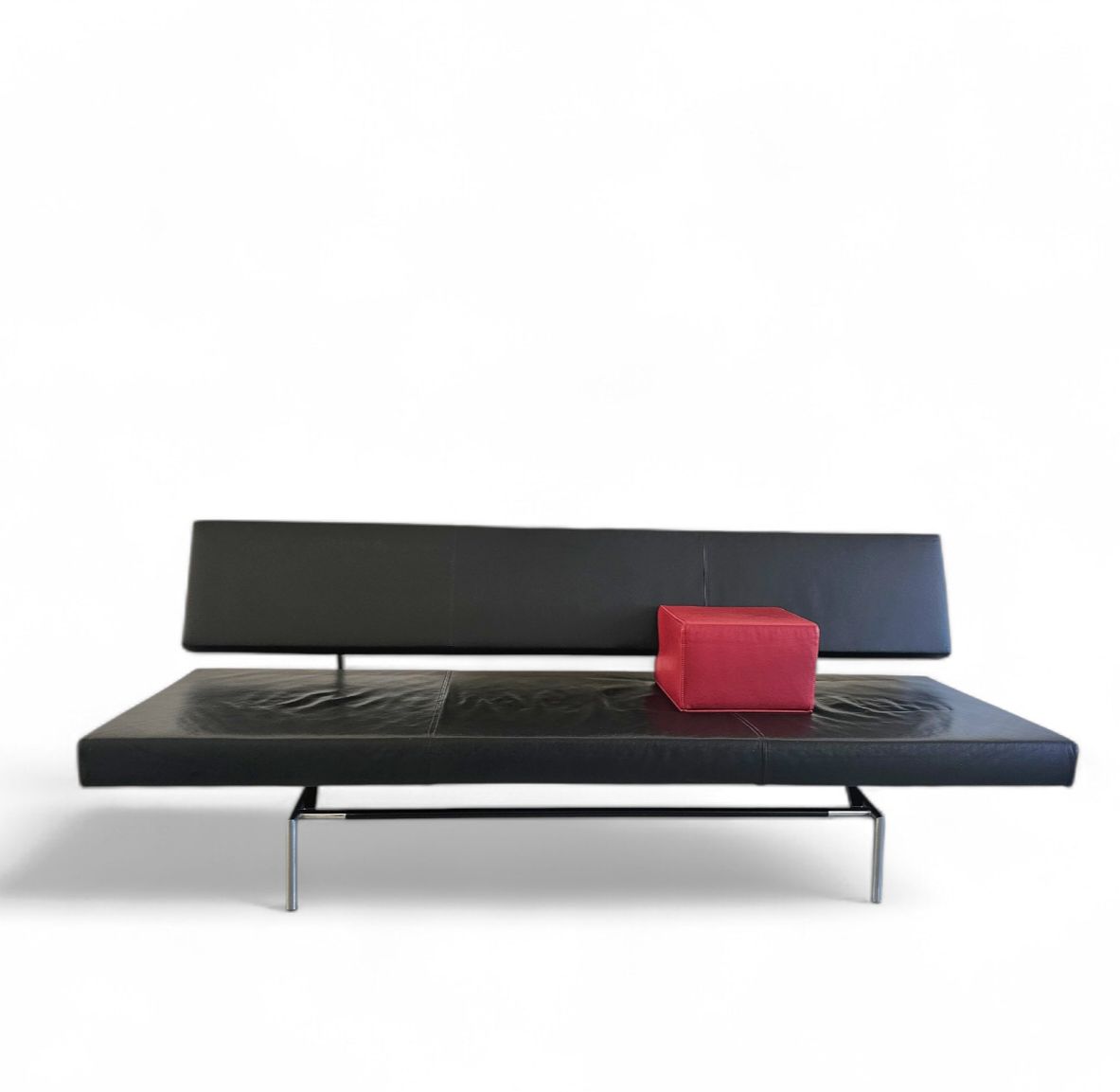 Martin Visser Br 02.7 / Sofa Bed / ‘T Spectrum / 1980s / Black Leather / Red Cushion photo 2010.0