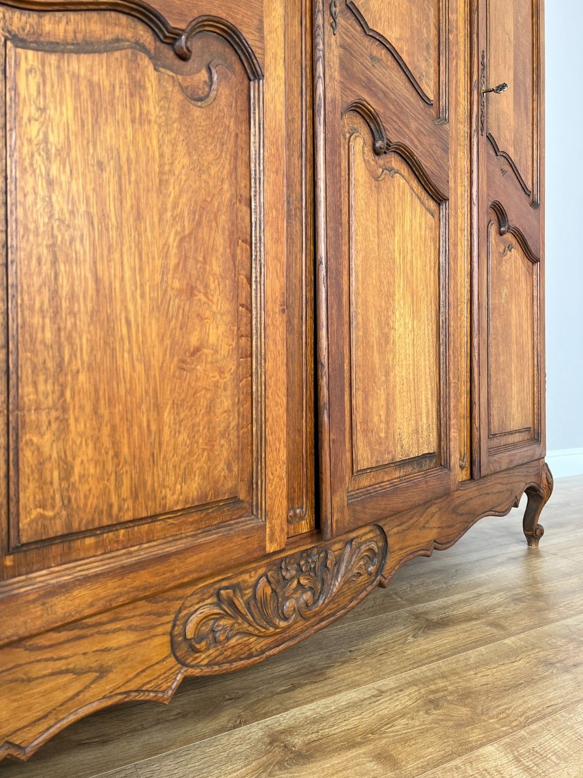 Wardrobe Vintage French Louis XVI Style Oak Four Door Mirrored  Armoire Lot 4901 photo vintage