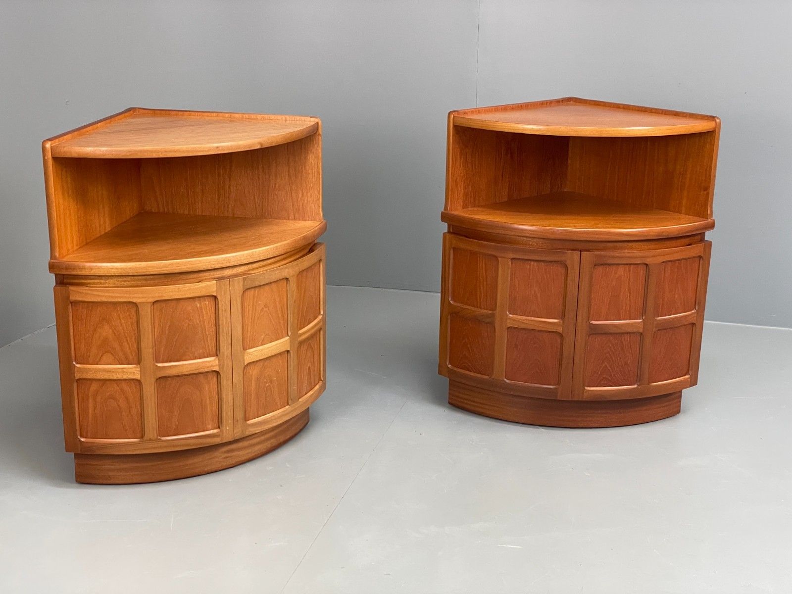 Vintage Nathan Bedside Cabinets Corner Units Pair Squares Retro Eb11675 Mwoo