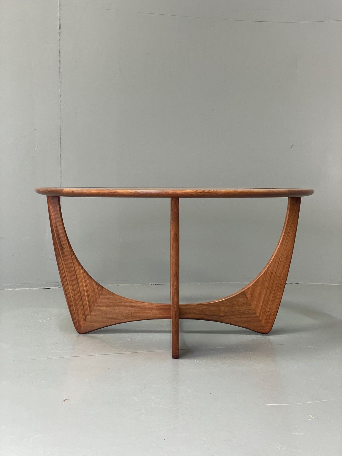 G Plan Astro Coffee Table Round Teak 1960s Mid Century Vintage Glass Top Eb11692 photo for sale