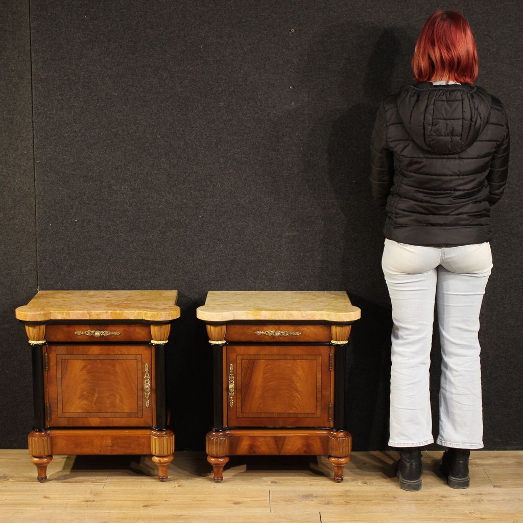 Pair Of 20th Century Italian Bedside Tables With Marble Top photo furniture