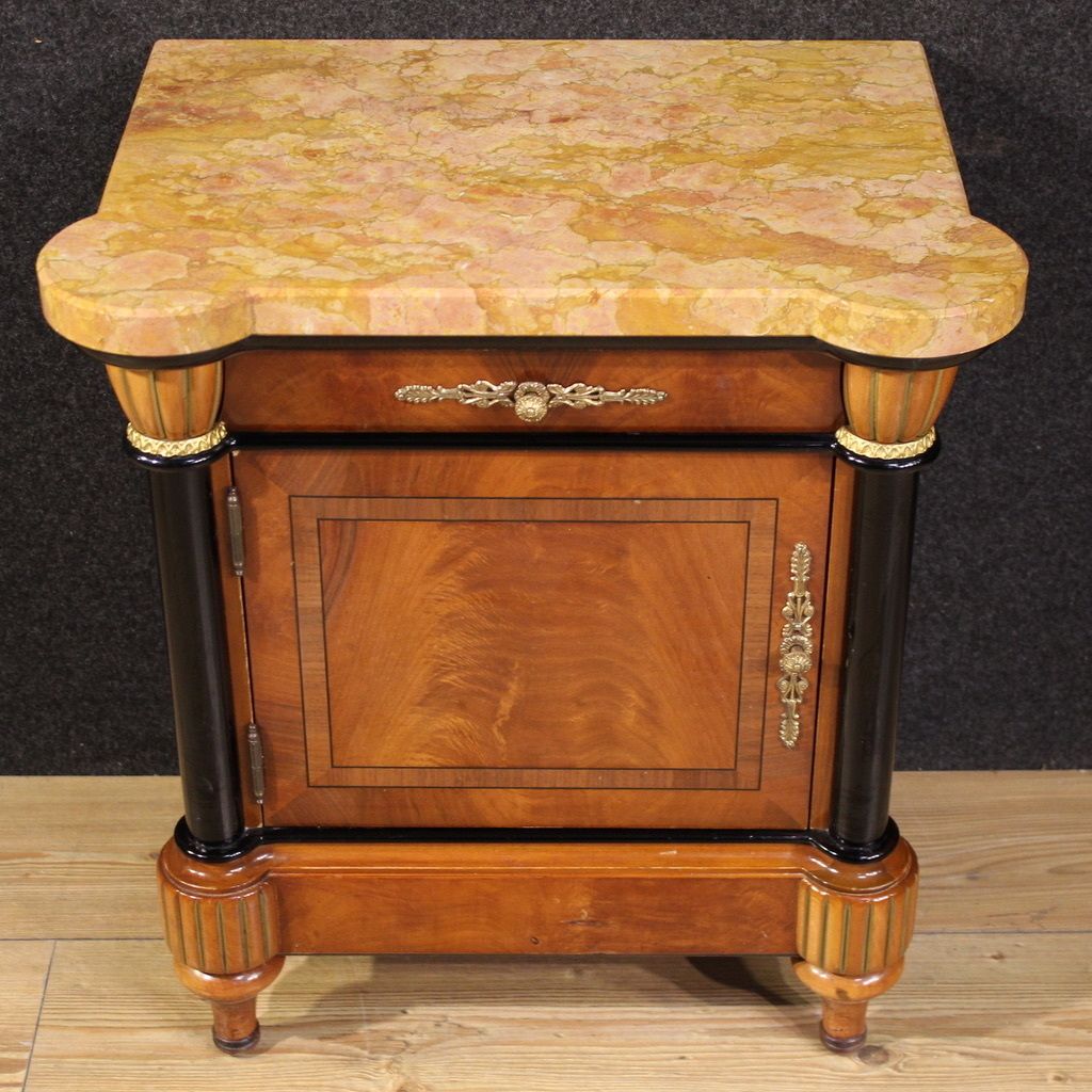 Pair Of 20th Century Italian Bedside Tables With Marble Top photo for sale