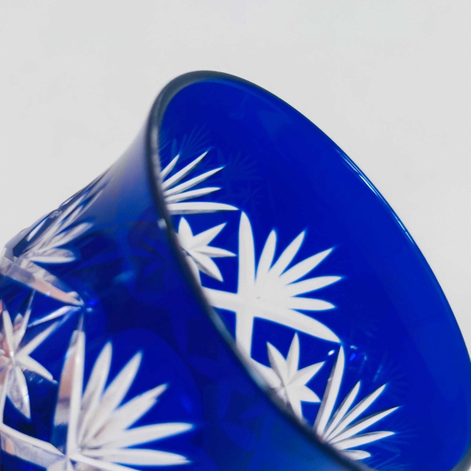 Edo Kiriko Cobalt Blue Crystal Sake Cup – Mid Century Hoshi Star Motif photo buy