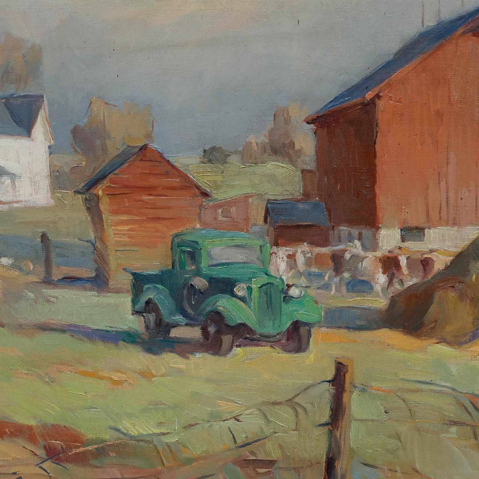 Albert Chavepeyer (1899 1986) 1957 Oil, Wisconsin Farm photo Art