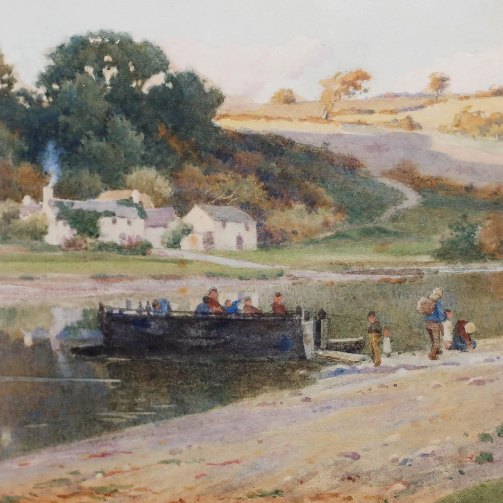 Peter Ghent (1856 1911) Framed Watercolour, Tal Y Cafn Ferry photo Art