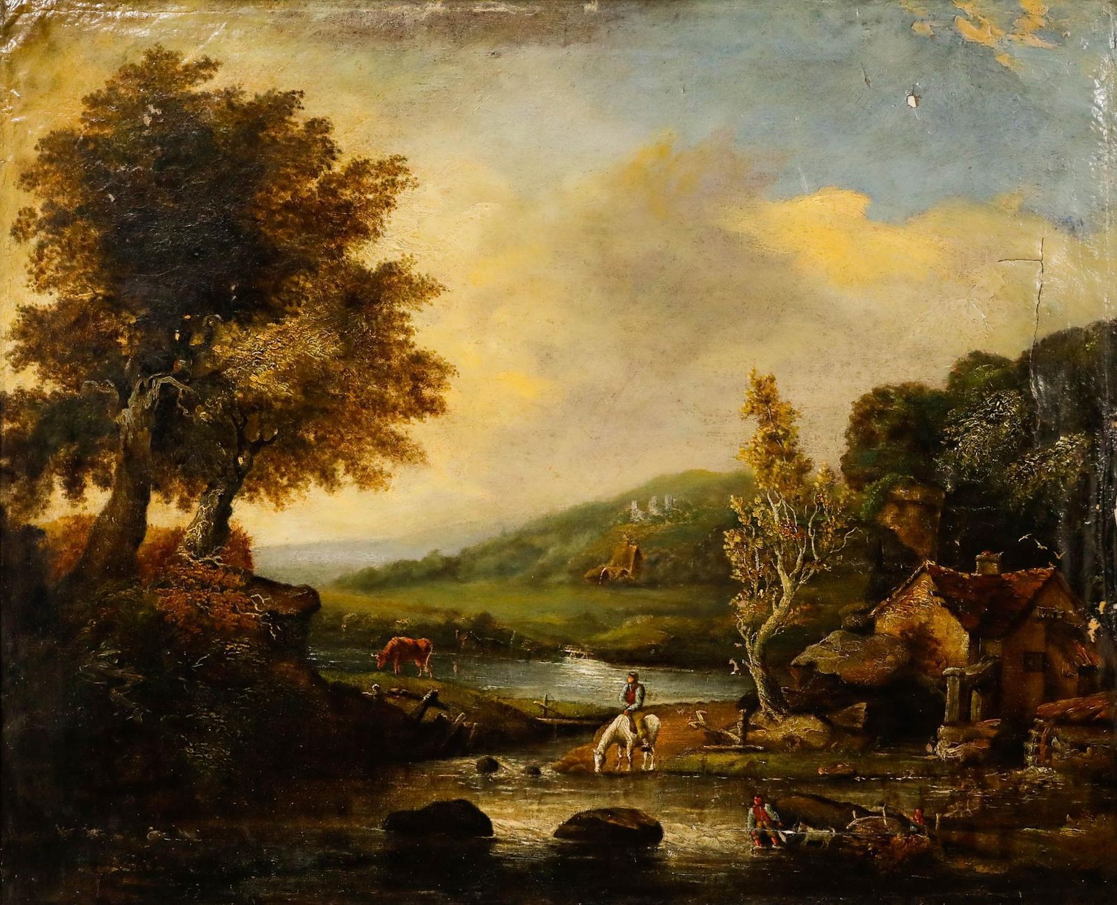 For Restoration Mid 19th Century Oil By The Watermill photo furniture