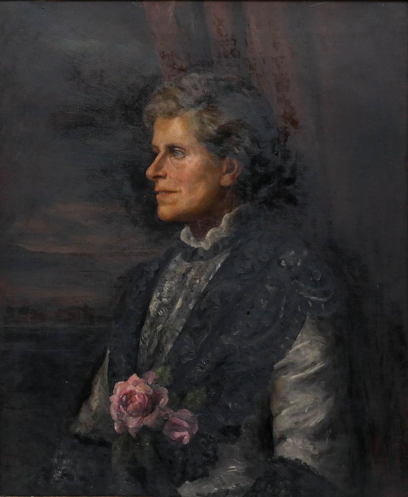 Framed Early 20th Century Oil Portrait Of Mrs Preston photo furniture